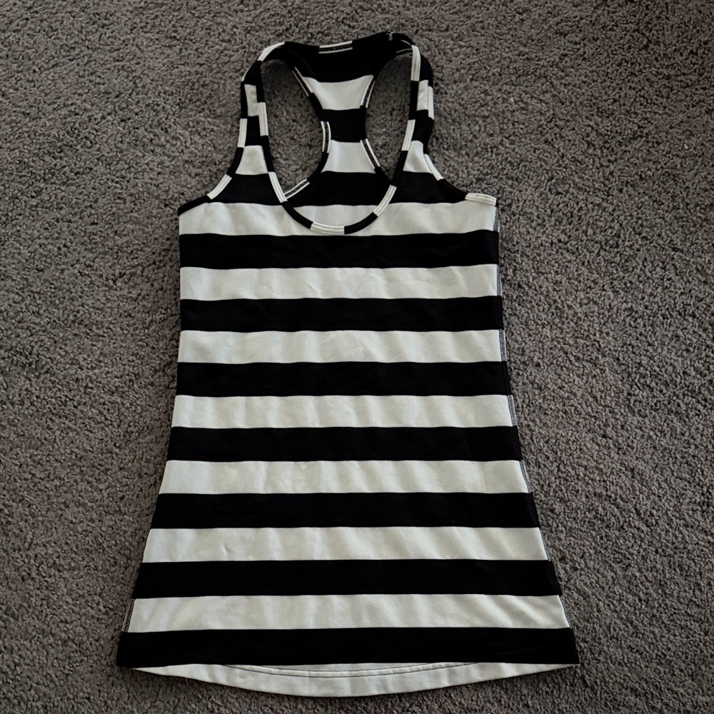 Striped Black and White Women's Tank Top